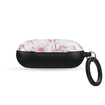 Glossy pink Galaxy Buds case with feminine floral design