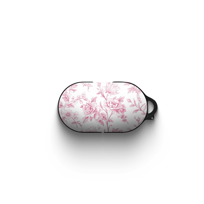 Glossy pink Galaxy Buds case with feminine floral design