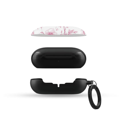 Glossy pink Galaxy Buds case with feminine floral design