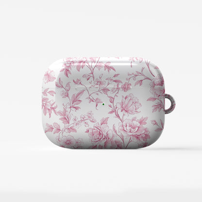 Pink Promise AirPods Case – delicate vintage rose floral design in soft pink with glossy finish, slim and stylish cover for Apple AirPods, Pro, and Pro 2.