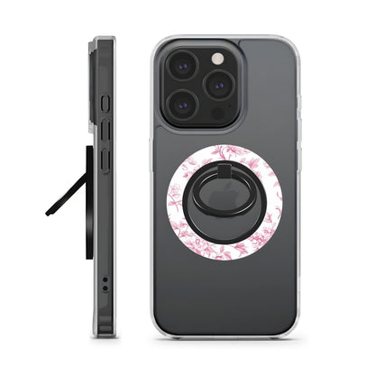 360 degree magnetic phone ring stand with romantic rose floral print