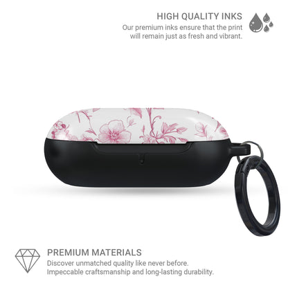 Glossy pink Galaxy Buds case with feminine floral design
