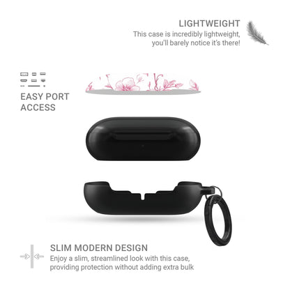 Glossy pink Galaxy Buds case with feminine floral design