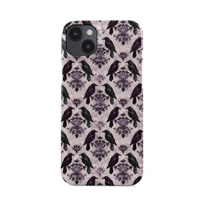 Purple and black raven damask snap phone case – slim glossy Halloween gothic design