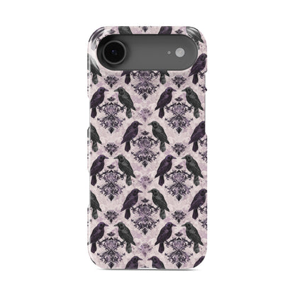 Purple and black raven damask snap phone case – slim glossy Halloween gothic design