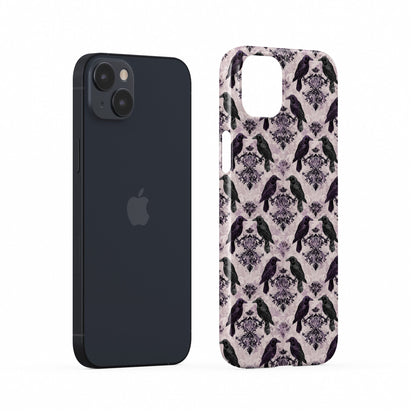 Purple and black raven damask snap phone case – slim glossy Halloween gothic design