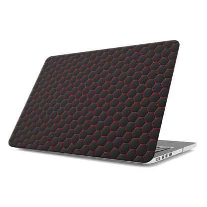 Redline Reactor laptop case with black hexagon design and red accents in a slim hard shell finish