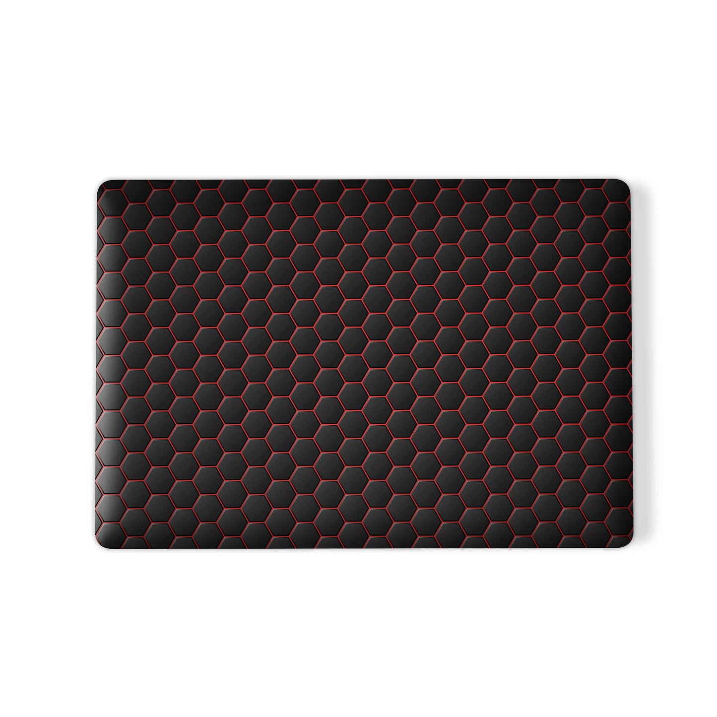 Redline Reactor laptop case with black hexagon design and red accents in a slim hard shell finish