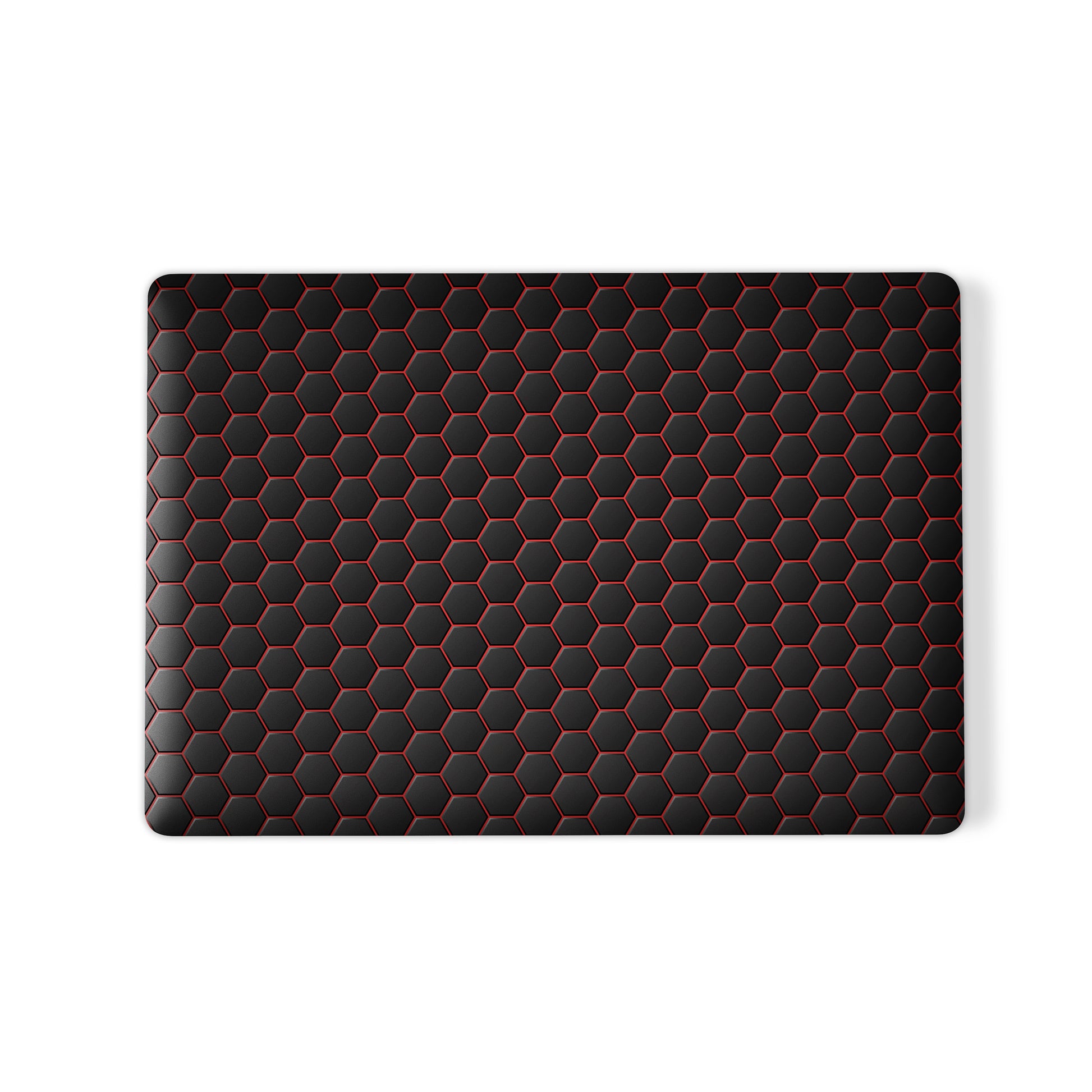 Redline Reactor laptop case with black hexagon design and red accents in a slim hard shell finish