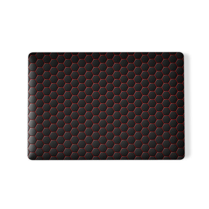 Redline Reactor laptop case with black hexagon design and red accents in a slim hard shell finish
