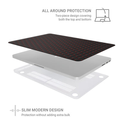 Redline Reactor laptop case with black hexagon design and red accents in a slim hard shell finish