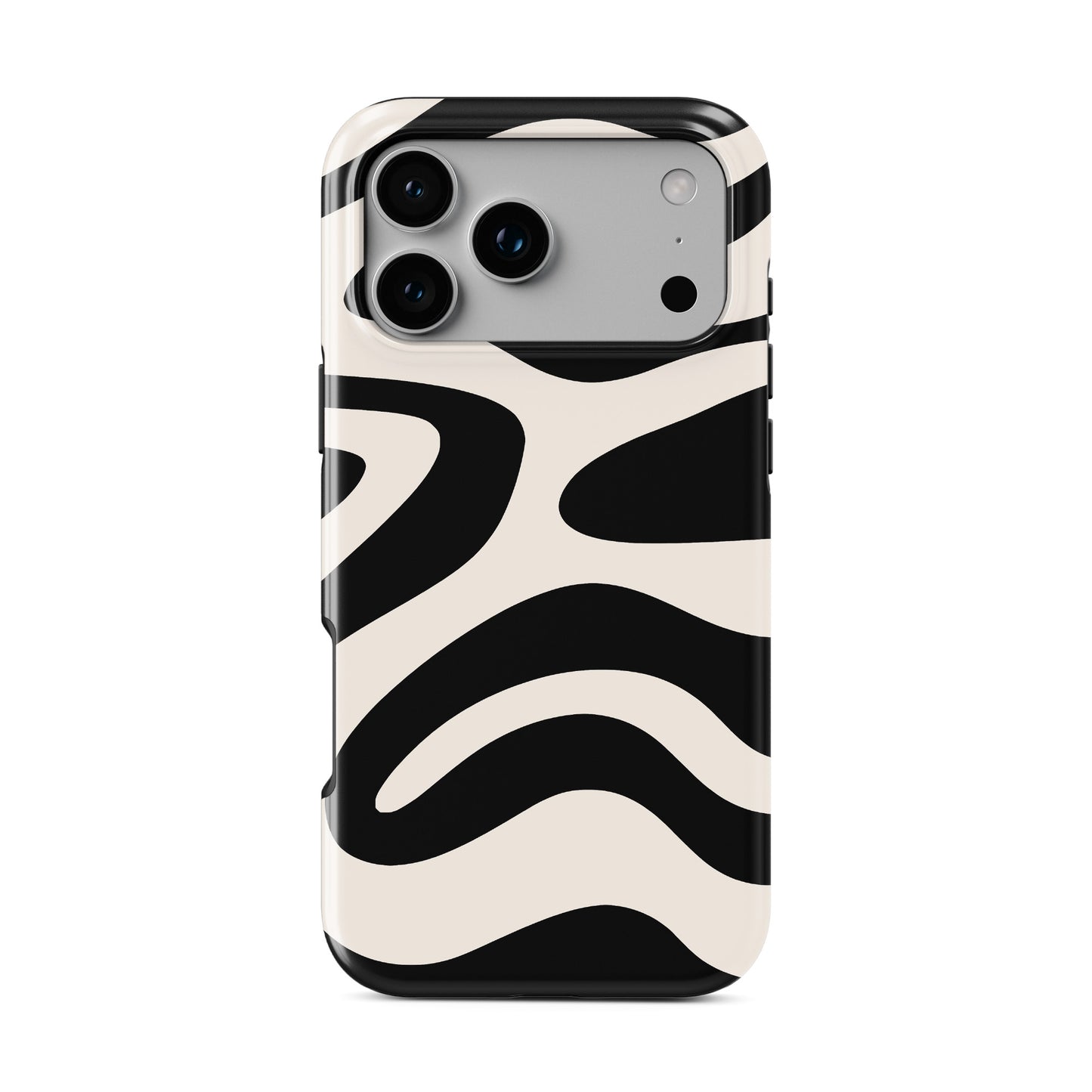 Black and cream ripple pattern MagSafe tough phone case