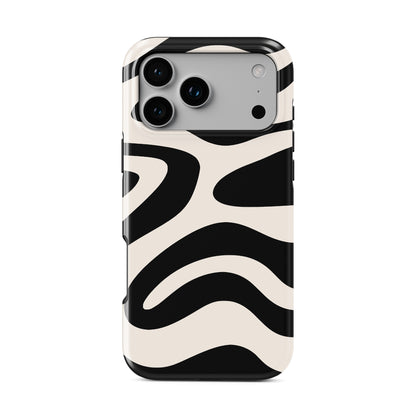 Black and cream ripple pattern MagSafe tough phone case
