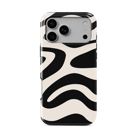 Black and cream ripple pattern MagSafe tough phone case