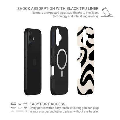 Black and cream ripple pattern MagSafe tough phone case