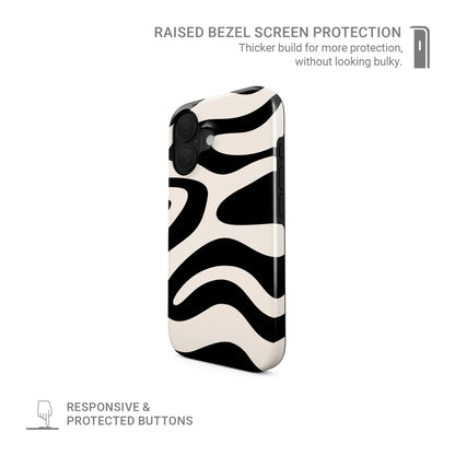 Black and cream ripple pattern MagSafe tough phone case
