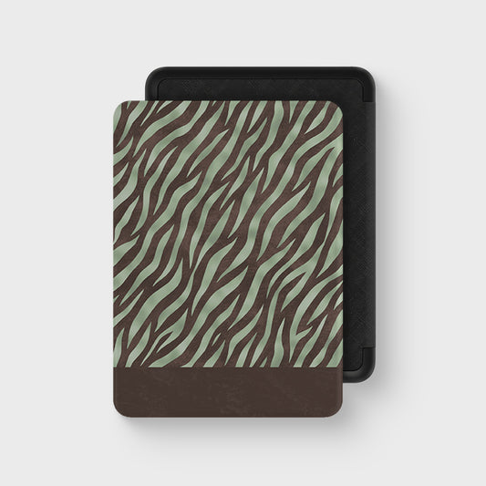 Pistachio Mane Kindle Case with chocolate zebra stripes on pistachio green from the Wild Atelier collection.