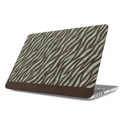 Pistachio Mane MacBook Case with chocolate zebra stripes on pistachio green from the Wild Atelier collection.