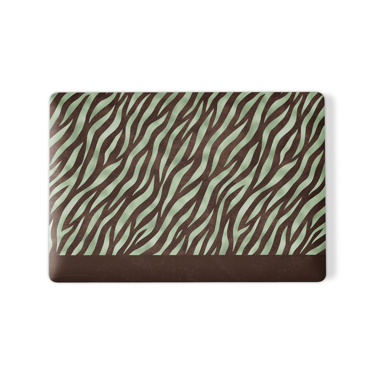Pistachio Mane MacBook Case with chocolate zebra stripes on pistachio green from the Wild Atelier collection.