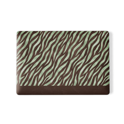 Pistachio Mane MacBook Case with chocolate zebra stripes on pistachio green from the Wild Atelier collection.
