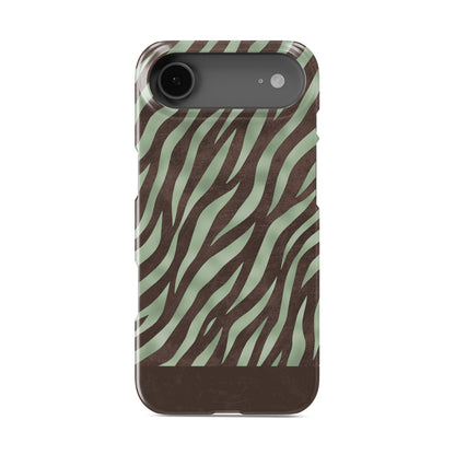 Pistachio Mane Snap Phone Case with chocolate zebra stripes on pistachio green from the Wild Atelier collection.
