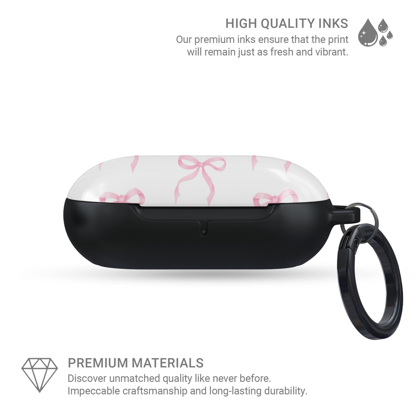 Samsung Buds Case – glossy pink ribbon bow design