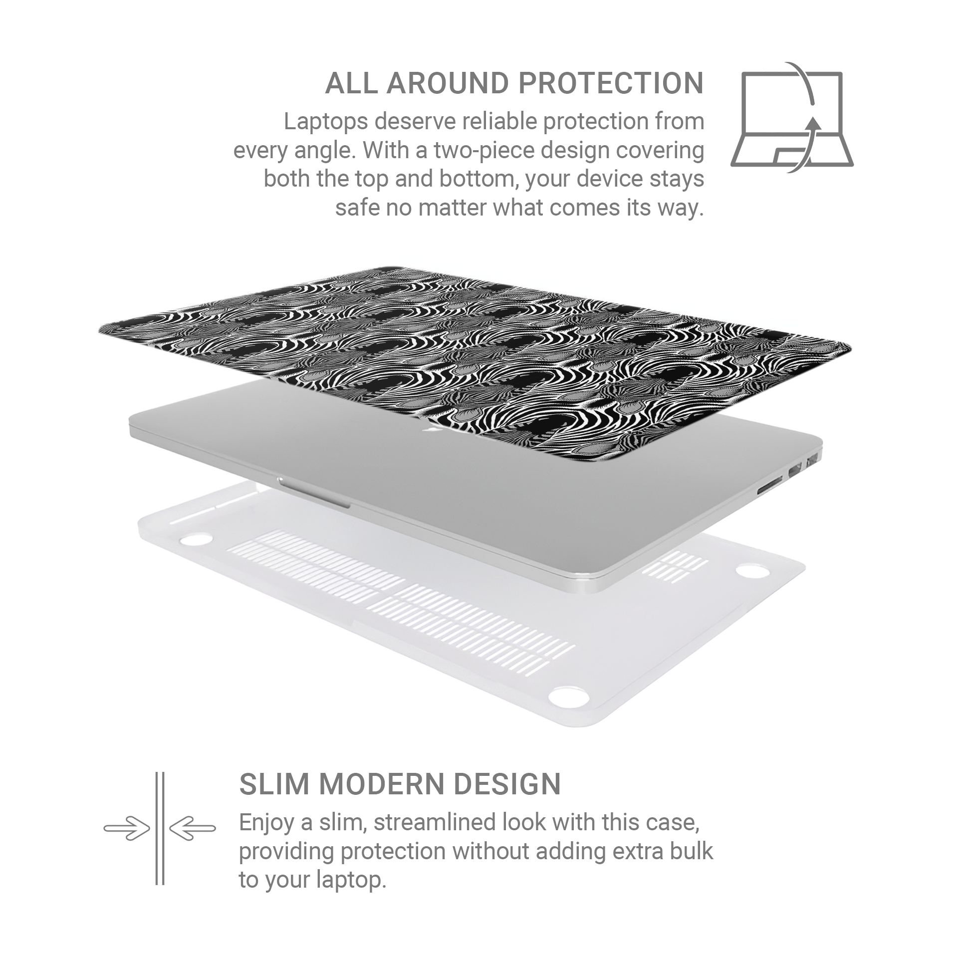 Case and Charm | Zebra Print Savanna Standoff Protective MacBook Case - Tech Accessories