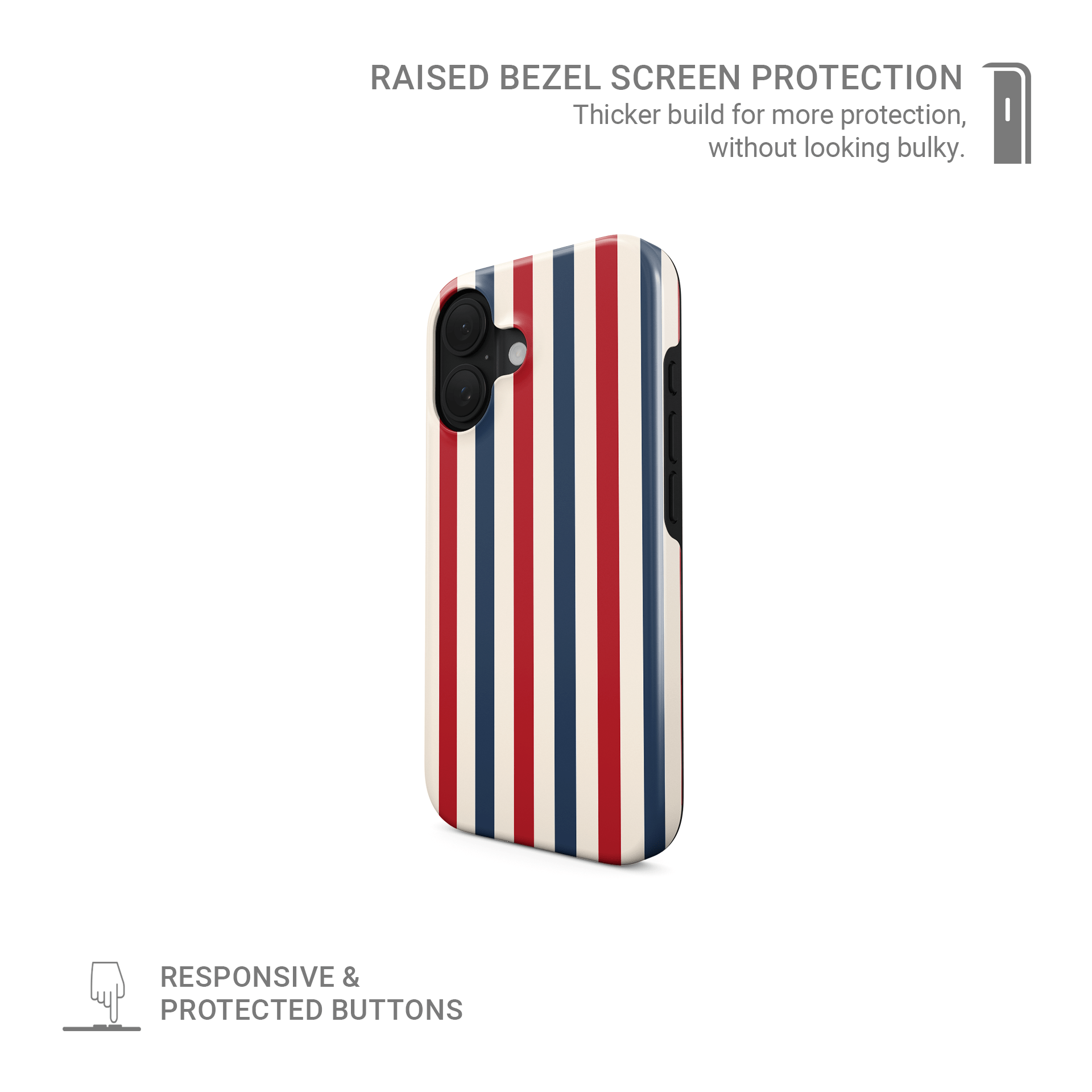 Red and Blue tough protective phone case for iPhone, Samsung and Pixel