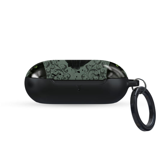 Silent Guardian Samsung Buds Tough Case with black cat artwork, glossy finish, and durable impact-resistant build.