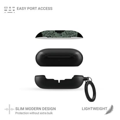 Silent Guardian Samsung Buds Tough Case with black cat artwork, glossy finish, and durable impact-resistant build.