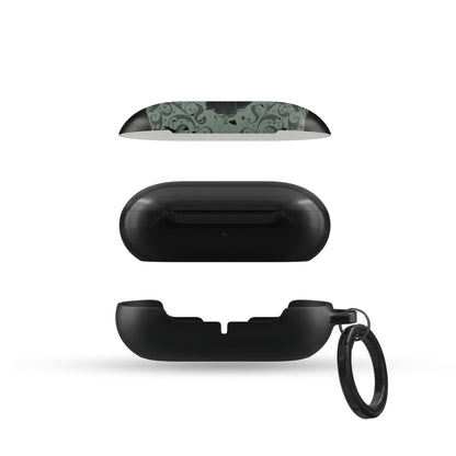Silent Guardian Samsung Buds Tough Case with black cat artwork, glossy finish, and durable impact-resistant build.