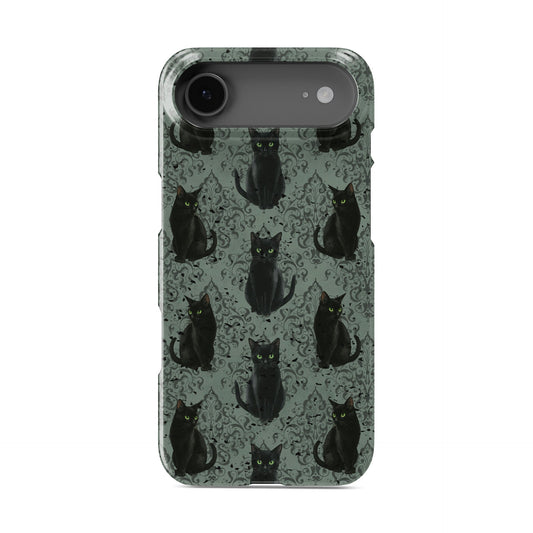 Glossy black cat phone case with green eyes – protective slim Halloween gothic design