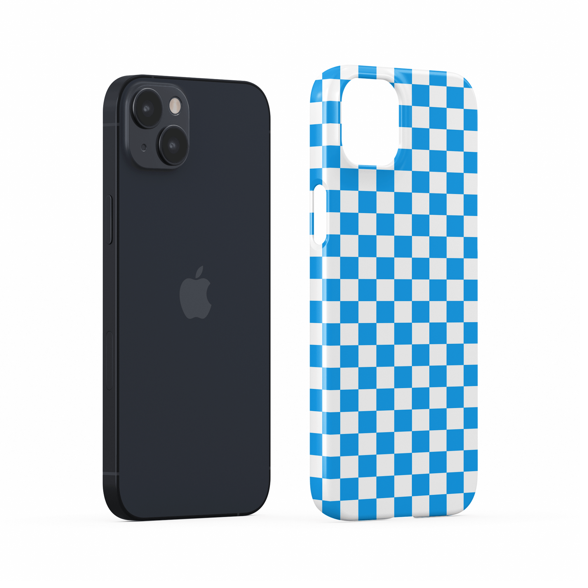 Blue checkered snap phone case – Sky Grid design from the Checkmate Collection, cute and trendy slim phone case for iPhone, Samsung and Google Pixel