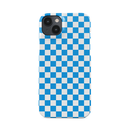 Blue checkered snap phone case – Sky Grid design from the Checkmate Collection, cute and trendy slim phone case for iPhone, Google Pixel and Samsung