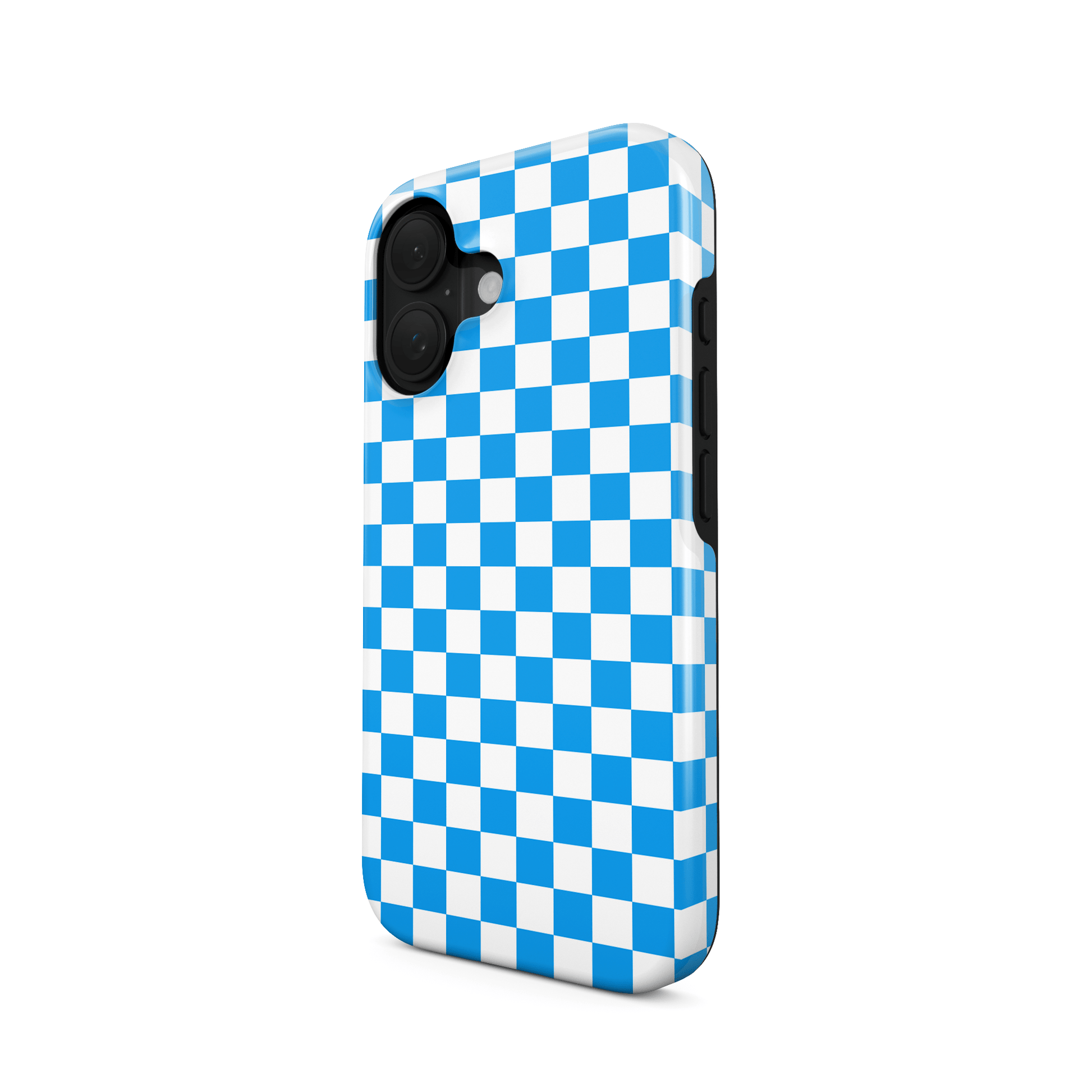 Blue checkered tough protective phone case for iPhone, Samsung and Pixel