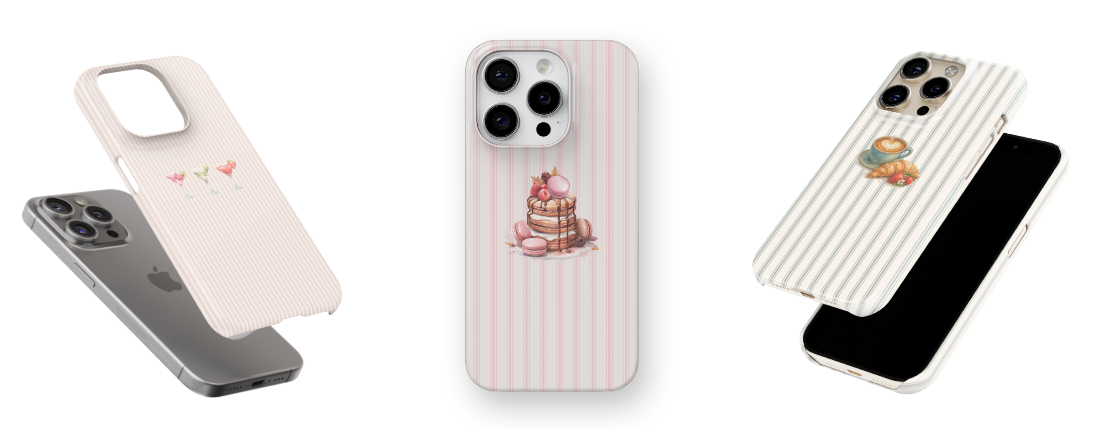 Single layer phone cases with Parisian designs