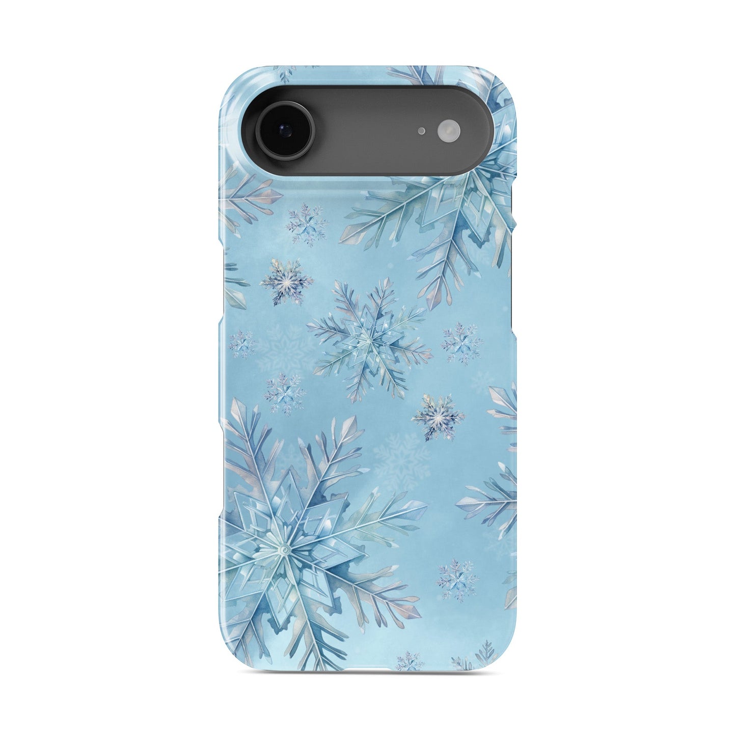 Icy blue snowflakes on a soft pastel winter background, hand-painted watercolour style, Protective Phone Case by Case & Charm Snowflake Waltz design