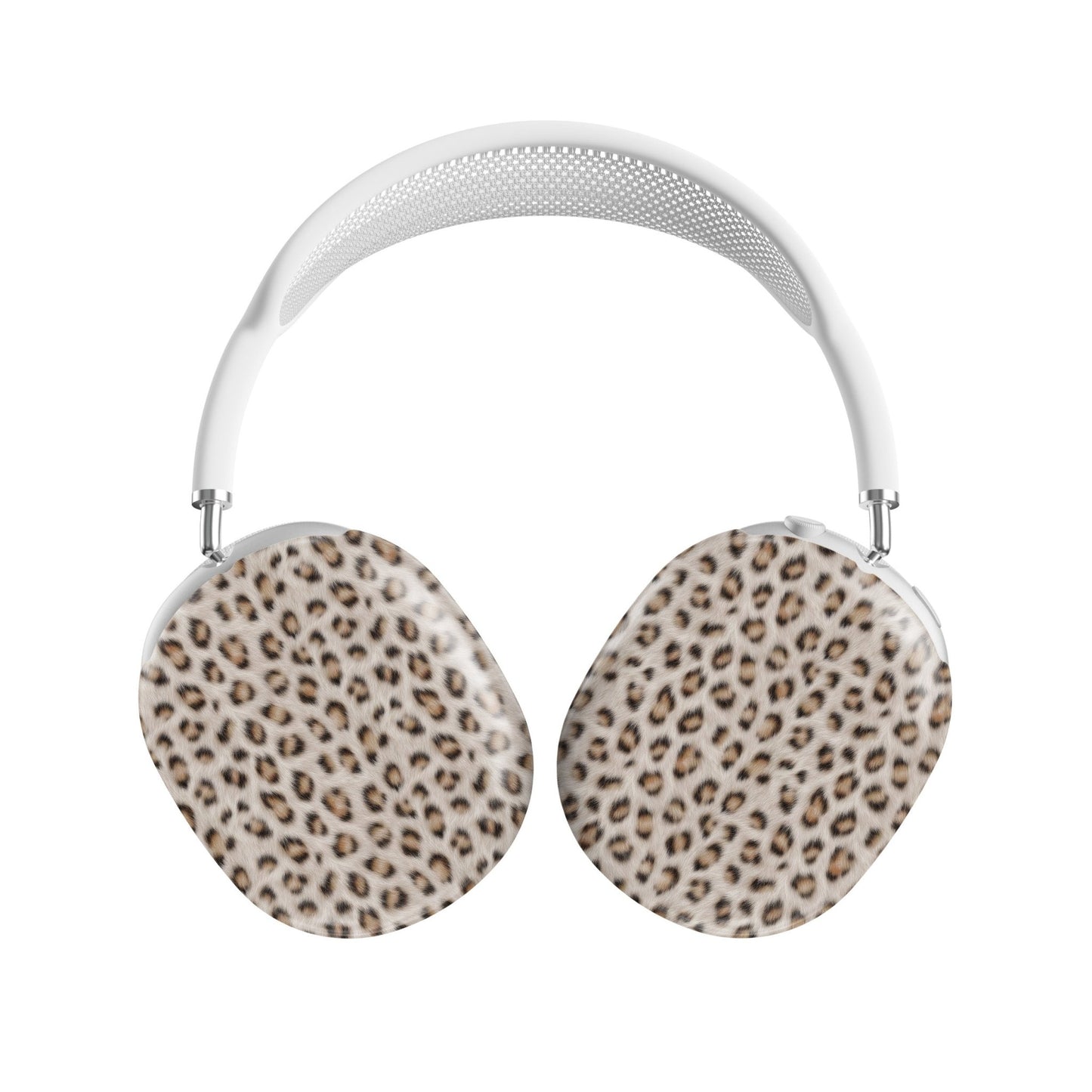 Snowy Roar white leopard print Apple AirPods Max case with glossy fur texture