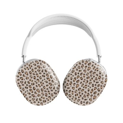 Snowy Roar white leopard print Apple AirPods Max case with glossy fur texture