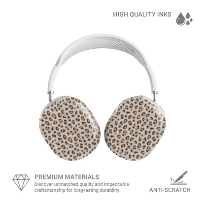 Snowy Roar white leopard print Apple AirPods Max case with glossy fur texture