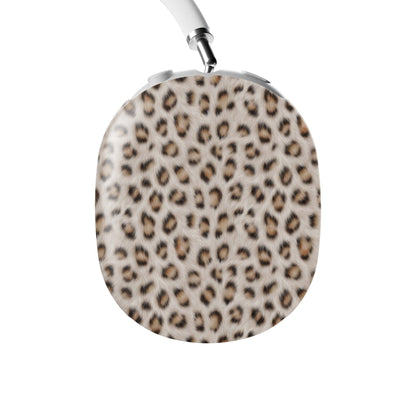 Snowy Roar white leopard print Apple AirPods Max case with glossy fur texture