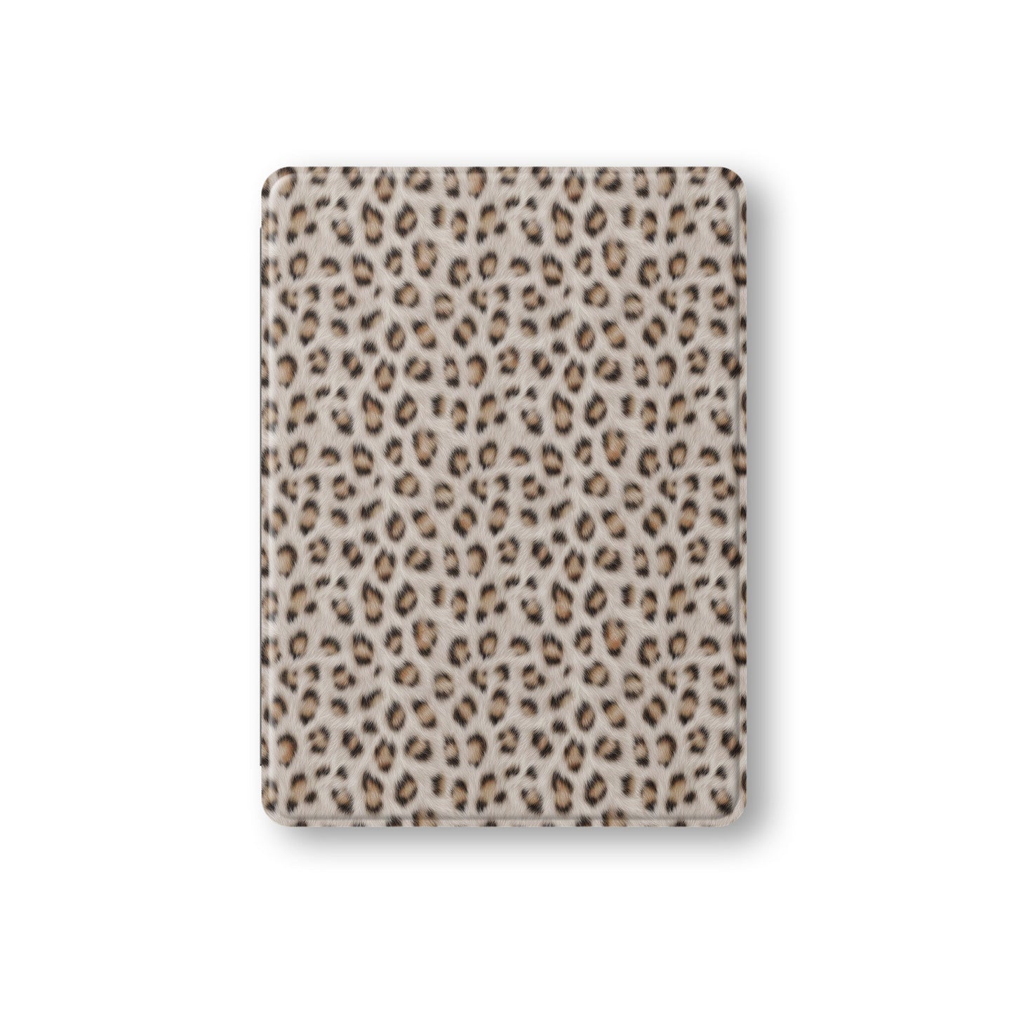 Snowy Roar iPad Case with cool snow-leopard print, vegan leather exterior and Apple Pencil holder.