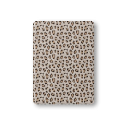 Snowy Roar iPad Case with cool snow-leopard print, vegan leather exterior and Apple Pencil holder.