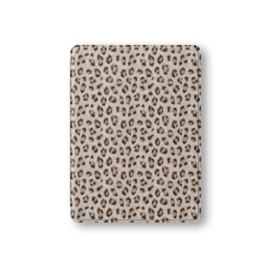 Snowy Roar iPad Case with cool snow-leopard print, vegan leather exterior and Apple Pencil holder.