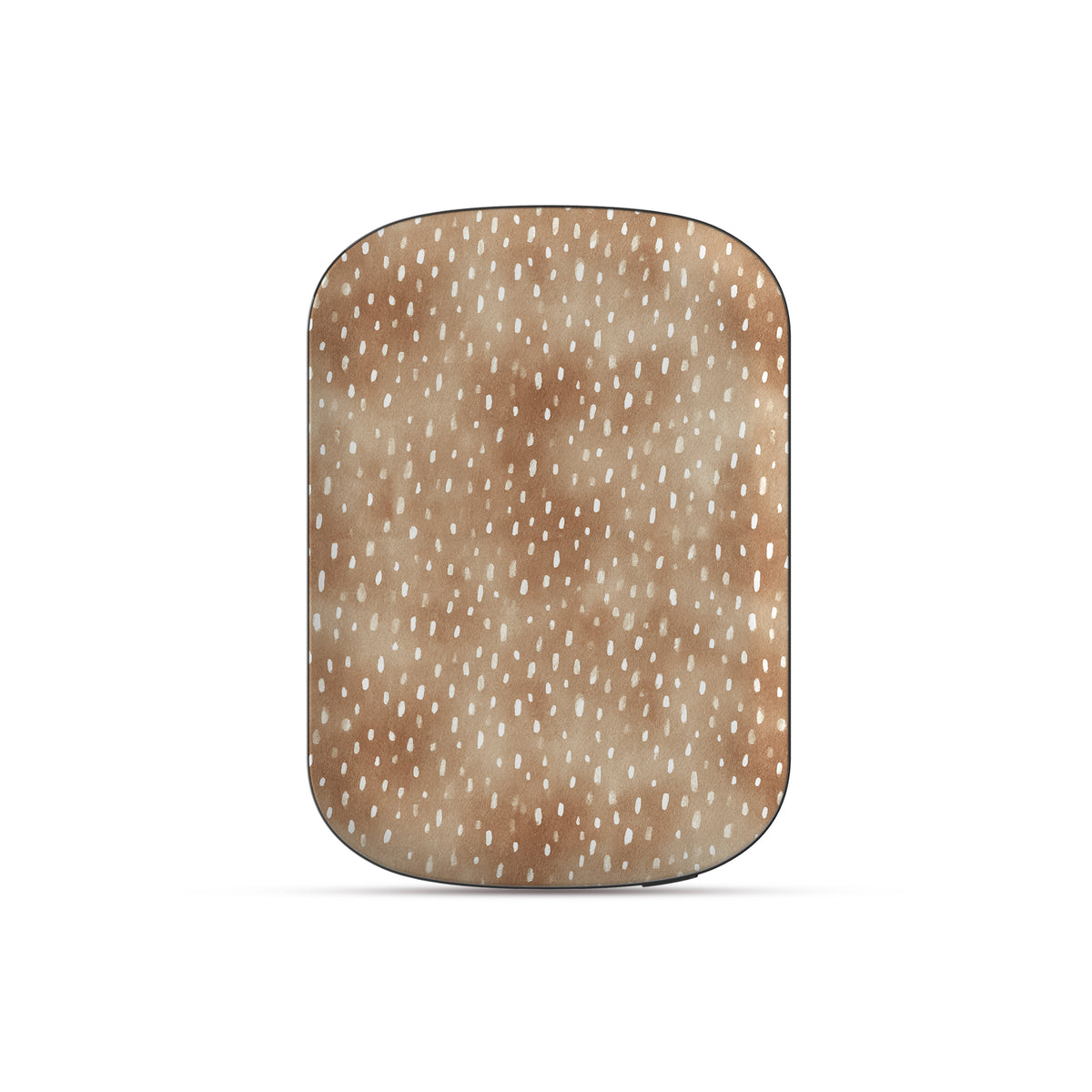 Fawn Fleck power bank in warm beige with irregular tan speckles and organic abstract marks.