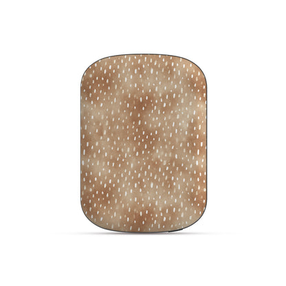 Fawn Fleck power bank in warm beige with irregular tan speckles and organic abstract marks.