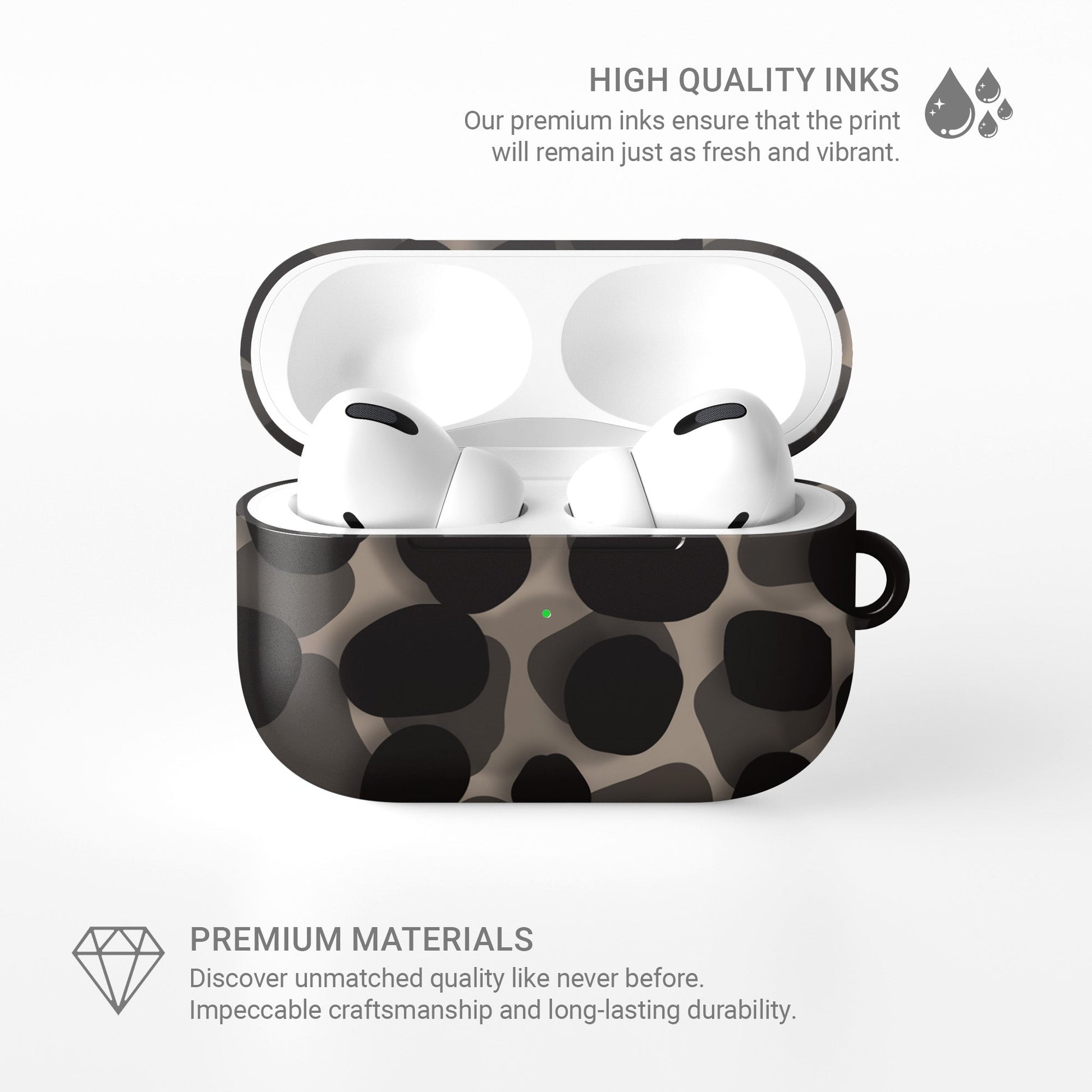 Stone Ash AirPods tough case with grey marble design, dual layer build, and glossy finish for everyday protection.