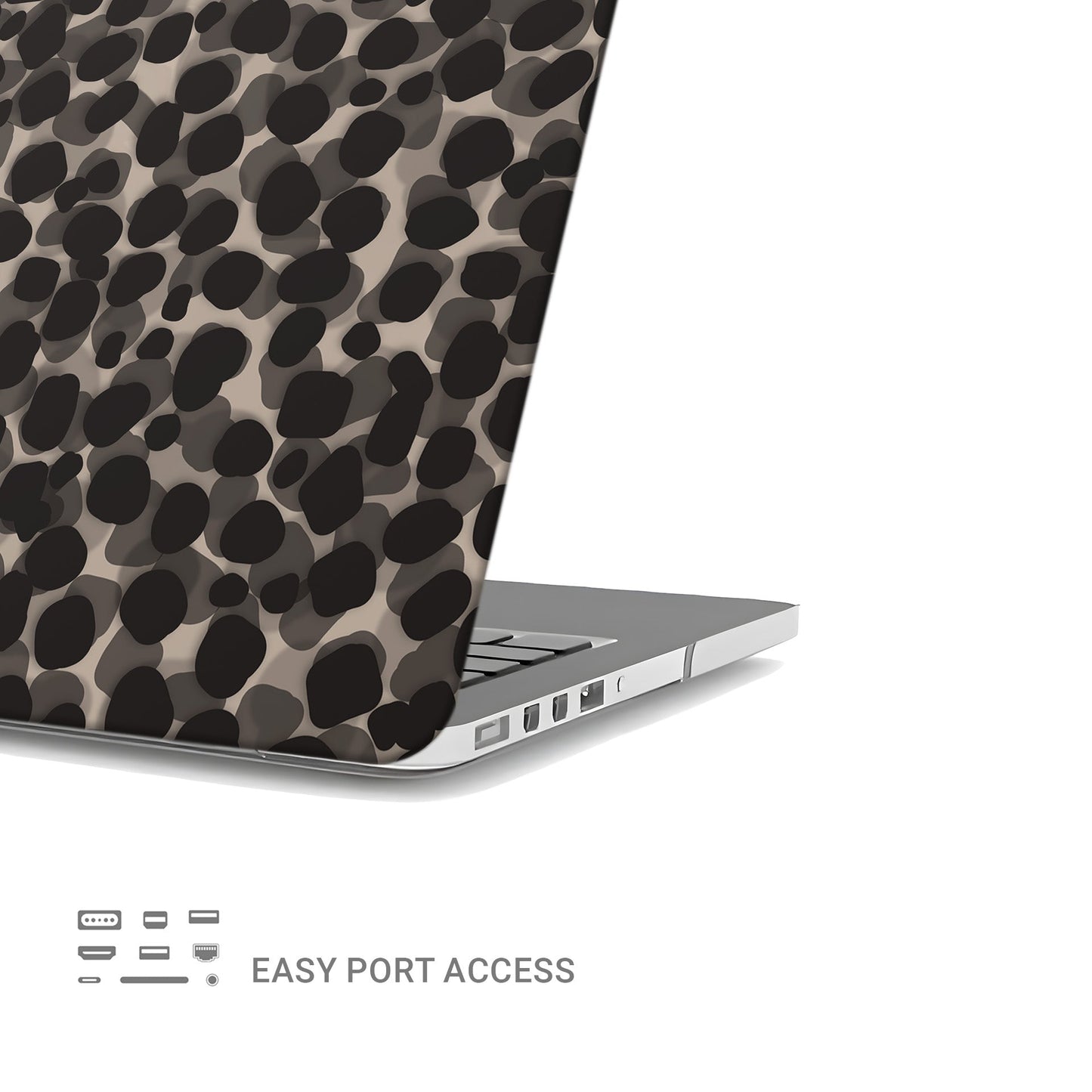 Stone Ash MacBook Case in matte grey marble design – slim protective laptop cover from Case & Charm.