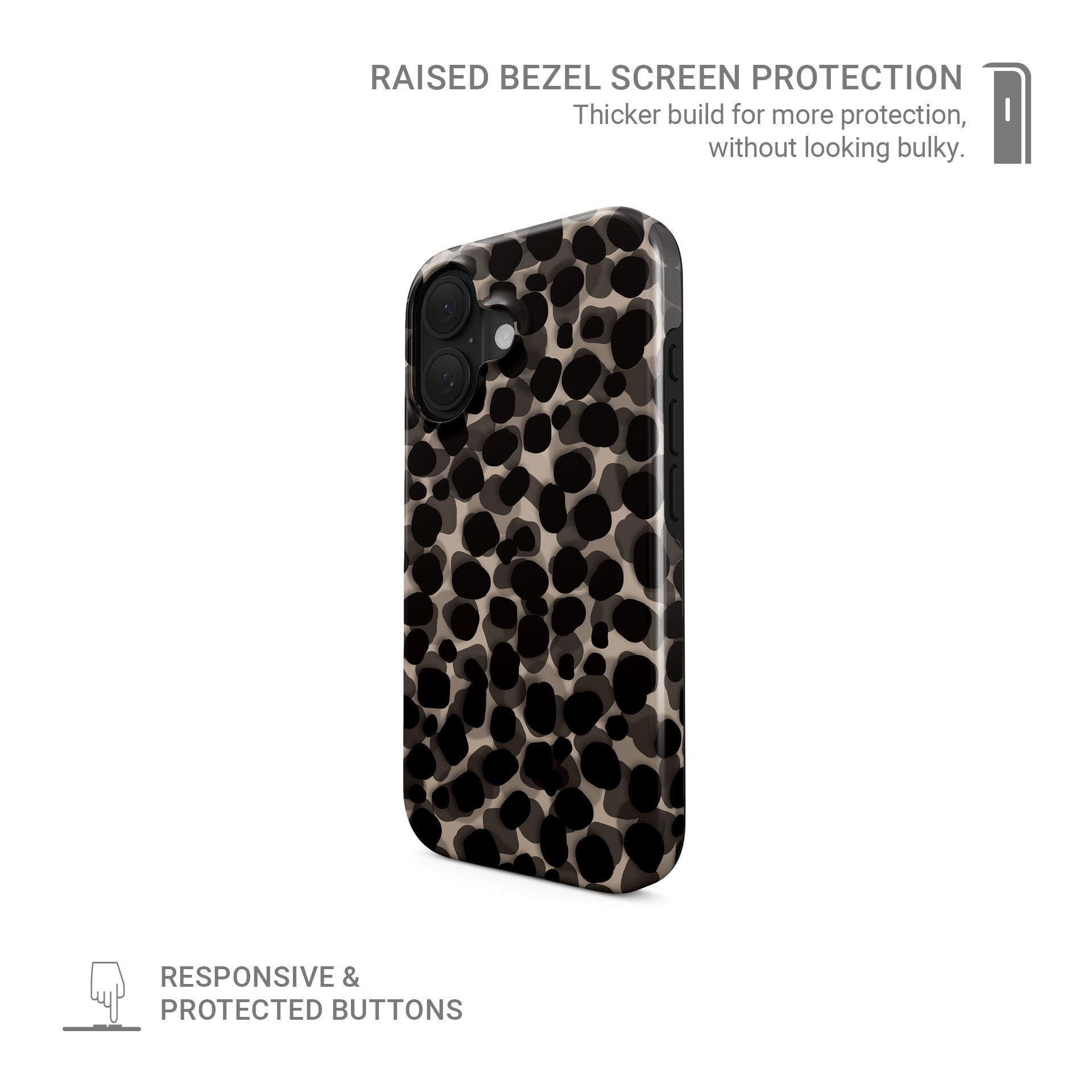 Stone Ash MagSafe tough phone case with grey marble tortoise shell design, dual layer build, and magnetic charging compatibility.