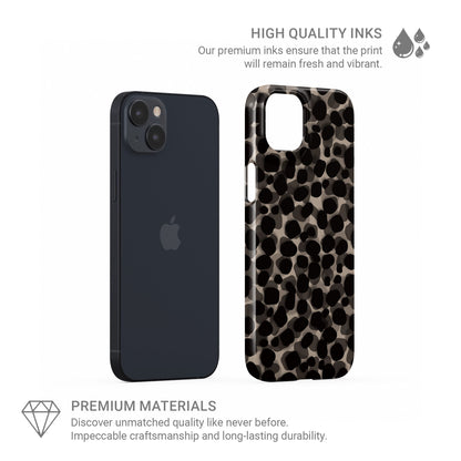 Stone Ash Snap Phone Case in glossy grey and black spotted animal print – Ink and Ember Collection by Case & Charm